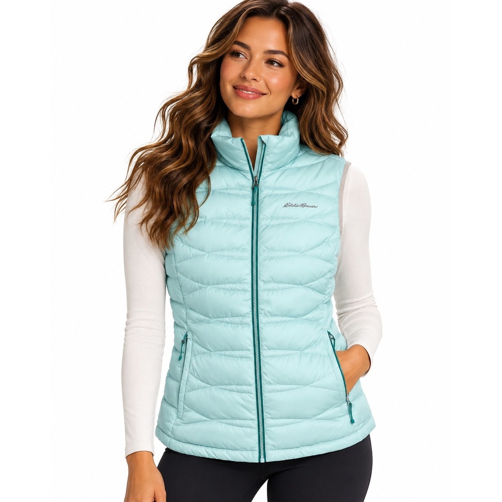 Eddie Bauer Down Puffer Vest M Aqua Mint Gorpcore Outdoor Sporty Preppy winter M